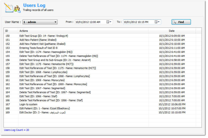 Users Log