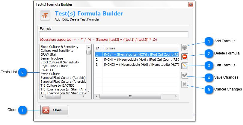 Tests Formula Builder