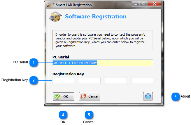 Registration dialog